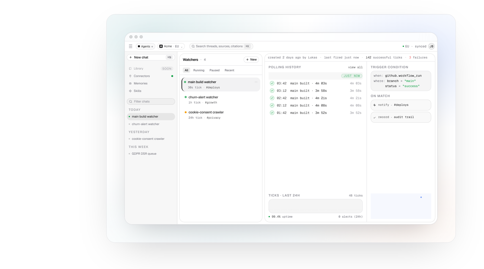 Stacklink agent activity view